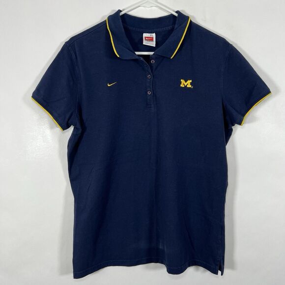 University of Michigan Wolverines Nike Team Polo Shirt Womens Size XL Blue SS - Picture 1 of 10